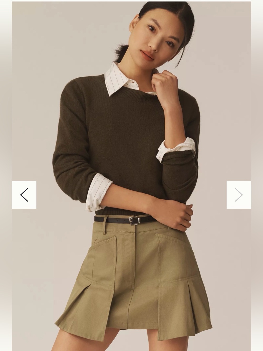 Anthropologie Olive Green Pleated Cargo Mini Skirt Utility Y2K Style M - Picture 8 of 11